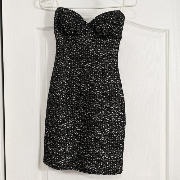 Black & White Lace Bodycon Strapless Mini Dress XS - Picture 1 of 4